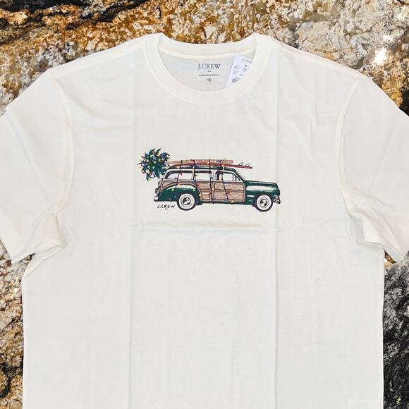 NWT J. Crew Men's Ivory W/Truck and Palm Tree Graphic Tee - Picture 3 of 8